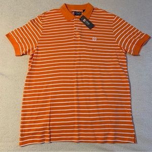 NWT Mens Chaps Orange Striped Polo Shirt
